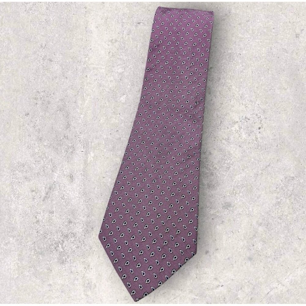 POLO RALPH LAUREN Silk Tie GERMANY Pink Gray Paisley W:3.8" EUC